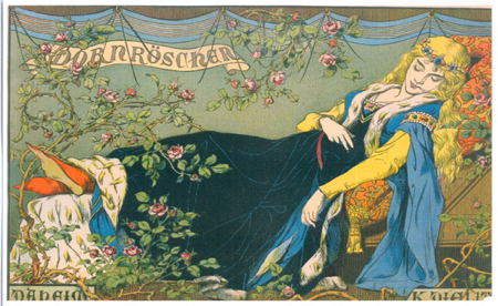 Dornröschen daheim von Konrad Dielitz, Quelle: Familienzeitschrift „Daheim“ 1879, Heft Nr.1