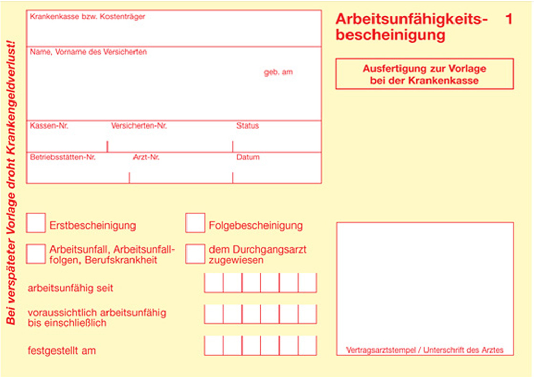 Arbeitsunfähigkeitsbescheiniung